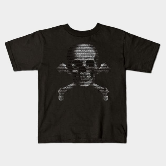 Hacker Skull and Crossbones Kids T-Shirt by Packrat